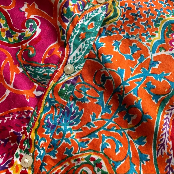 Lauren Ralph Lauren Petite Paisley Multicolored Button-Up Shirt Women’s Size PL - Picture 14 of 16